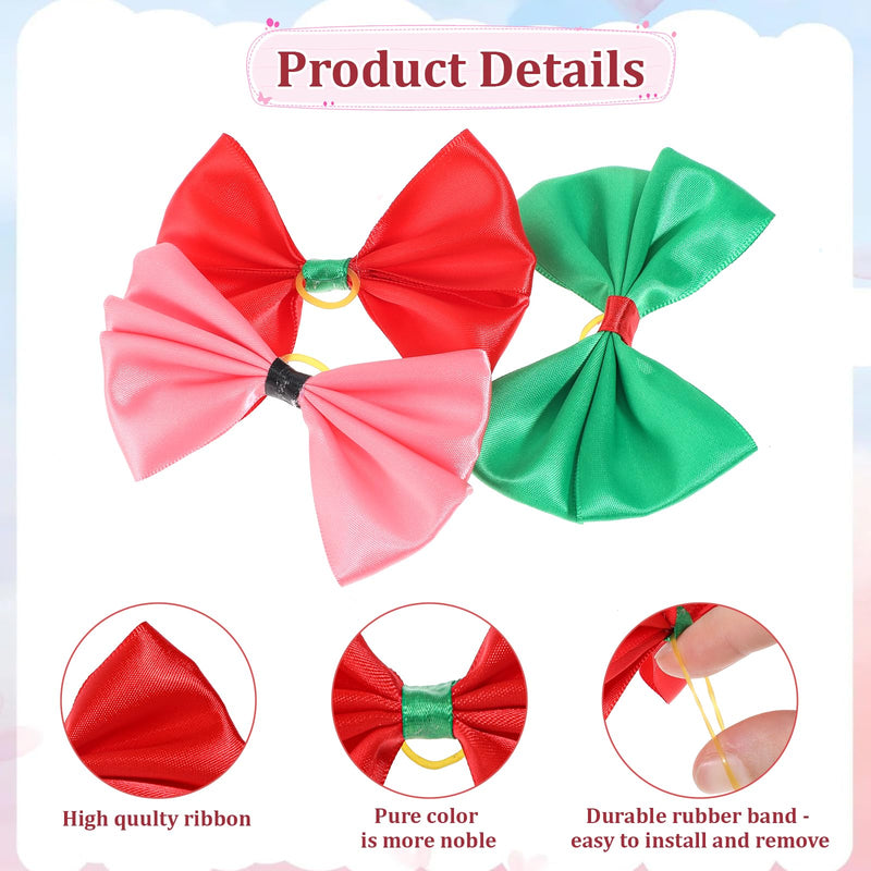 24Pcs 3.9In Cute Dog Bowknot Hair Bows Big Dog Hair Bows Handmade Hair Accessories Bow Dog's Hair Bows for Small Medium Large Dogs Cat Kitten Rabbit Grooming Accessories - BeesActive Australia