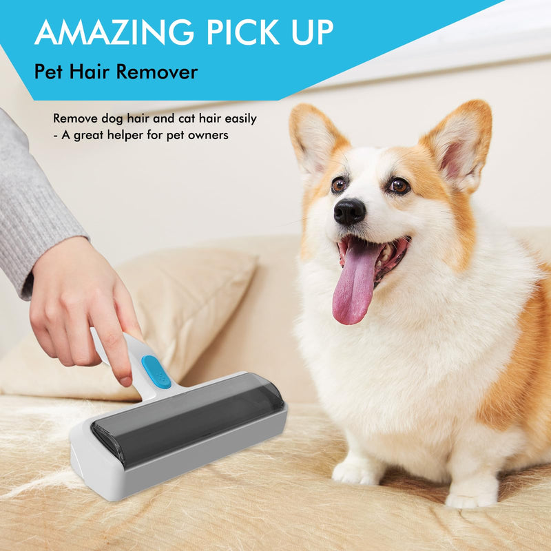 Pet Hair Remover Roller - Lint Roller for Pet Hair, Reusable Cat & Dog Hair Remover for Furniture, Couch, Bed, Car Seat, Carpet (White) White - BeesActive Australia