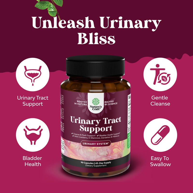 D Mannose Capsules for Urinary Tract Health - High Potency D-Mannose with Cranberry Juice Powder & Dandelion for Urinary Tract Health for Women Fast Acting Super Concentrated Cranberry - 90 Count 90 Count (Pack of 1)