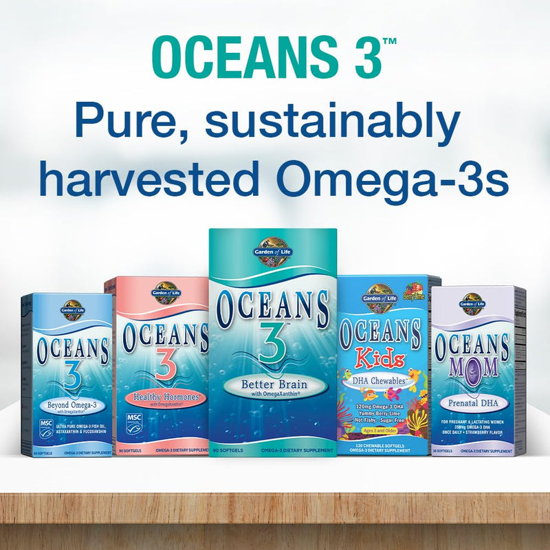 Garden of Life Oceans Mom Prenatal Fish Oil DHA, Omega 3 Supplement - Strawberry, 350mg Prenatal DHA Pregnancy Fish Oil Support for Mamas, Babys Brain & Eye Development, 30 Small Softgels(Pack of 2) 30 Count (Pack of 2)