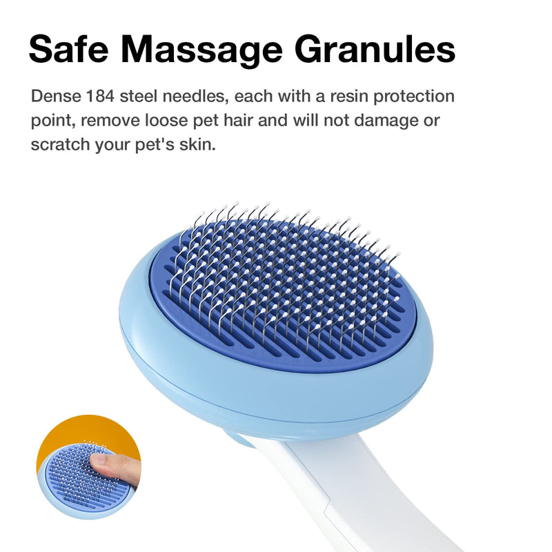 Self-Cleaning Slicker Brush for Pet Grooming: Removes Tangles, Loose Undercoat & Mats from Cats & Dogs (Blue) Blue - BeesActive Australia