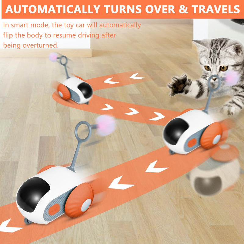 Remote Control Smart Electric Cat Toy Car, Interactive Cat Toys for Indoor Cats, Teazys Cat Toy Turbo Tail 2.0, Automatic Moving Mouse Cat Chase Toys for Bored Indoor Adult Cats Kittens (Orange) Orange - BeesActive Australia