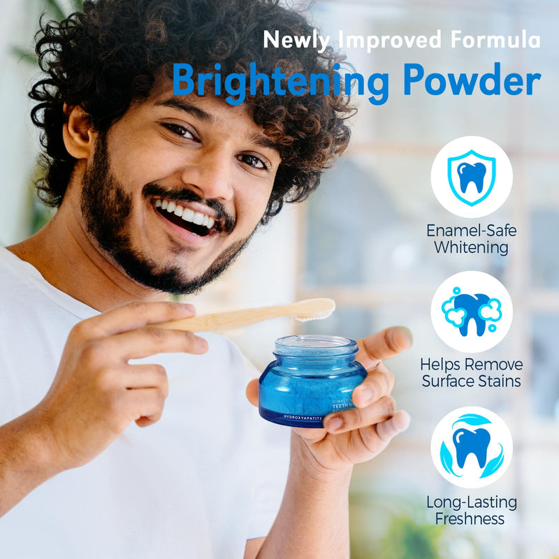 Enamel-Safe Teeth Whitening Powder - Hydroxyapatite - Gentle on Teeth - No Sensitivity Formula - Removes Stains - Long-Lasting Freshness - Breath Freshening Whitening Powder- 15g Blue 15