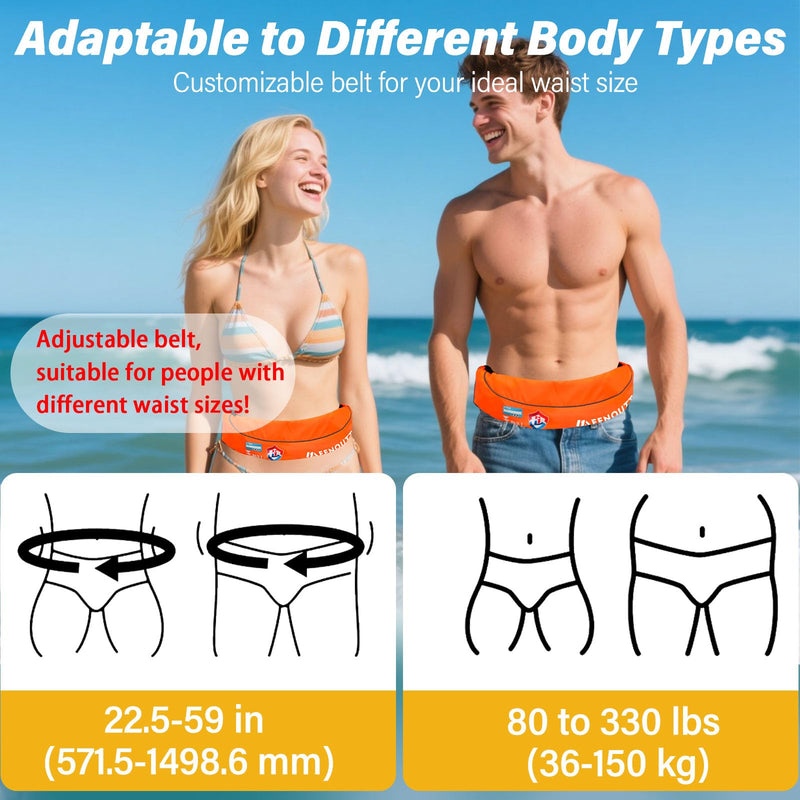 Automatic Inflatable Belt Pack Water Sports Jacket Waist Belt PFD for SUP Paddleboarding Fishing Boating Kayaking（fit 80-330 lbs） (Orange) Orange - BeesActive Australia