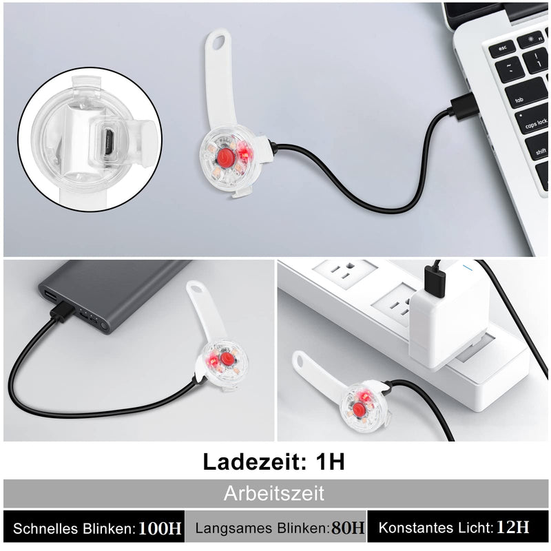 Fttouuy Safety LED Flashing Light for Dogs, Cats - USB Rechargeable LED Light Pendant Dog, 3 Flashing Modes Waterproof Safety Pet Lights White - BeesActive Australia