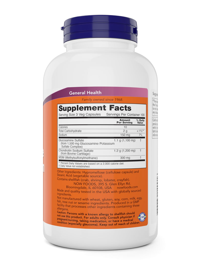 Now Glucosamine & Chondroitin with MSM, 300 Capsules