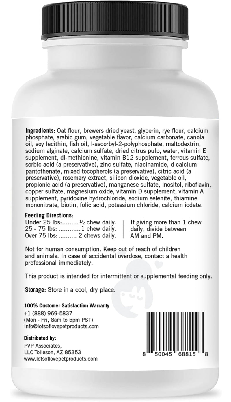 Dog Multivitamin Chewable - LotsOfLove Daily Multi Dog Chews (60 Count) - Dog Multi Vitamin & Supplement Chews for Small, Medium & Large Dogs