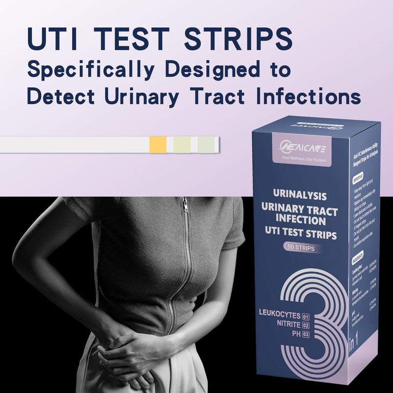 Urine Test Strips - Comprehensive Home UTI Testing Kit for Men & Women, Results in 60 Seconds, 50 Easy-to-Use Urinalysis Test Strips, Your Quick Health Check Solution at Home - BeesActive Australia