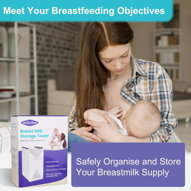 Freeze Organizer and Tower for Breastmilk Storage Bags, Milkybox First-in First-Out Container Storing System with Quick-freeze Tray to Freezing Breastmilk, Reusable and Breastfeeding Essentials White - BeesActive Australia