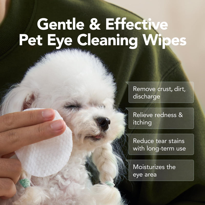 Eye Wipes for Dogs & Cats, Hypoallergenic Pet Eye Cleaner Wipes with Plant Enzyme, Soothing Cleansing Pet Eye Wipes for Gently Remove Eye Debris, Discharge, Mucus (100 Pcs, Unscent) 100 Pcs - BeesActive Australia