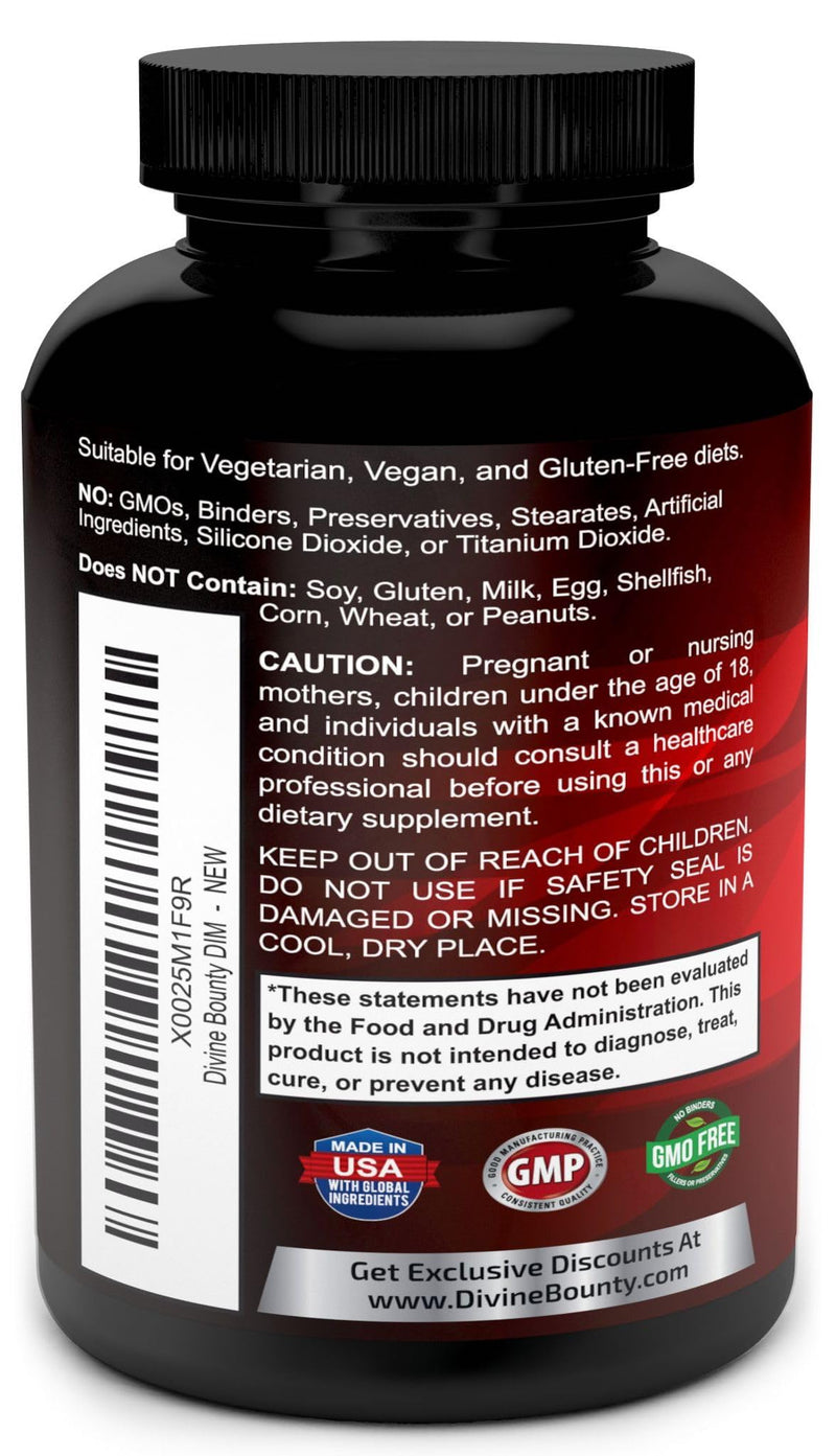 DIM Supplement 250mg with Vitamin D3 Plus BioPerine - 90 Vegetarian Caps | Diindolylmethane Menopause & Estrogen Support, Hormone Balance Support for Women and Men 1