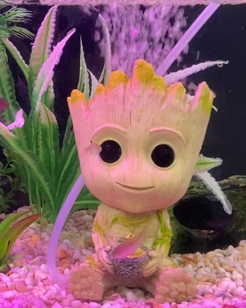 TEEMO Aquarium Groot Air Bubbler Decorations, Air Bubbler Resin Brown Decorations for Fish Tank. Medium