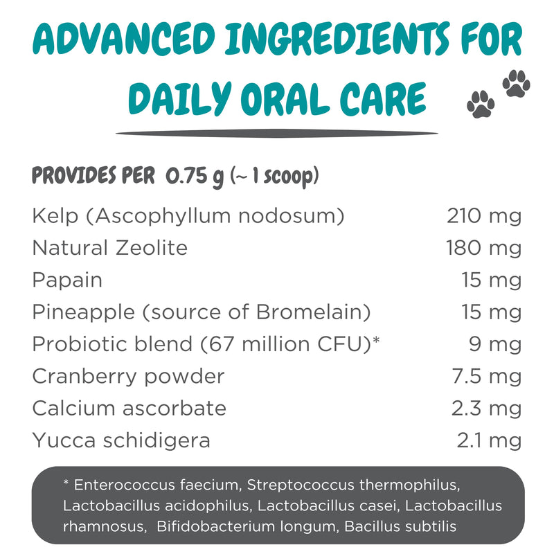 maxxipaws maxxidental Cat Dental Powder | Oral Care Supplement for Teeth, Gums, Plaque, Tartar and Fresh Breath | Kelp, Zeolite, Papain, Probiotics | Easy Sprinkle Formula | 3.2 oz