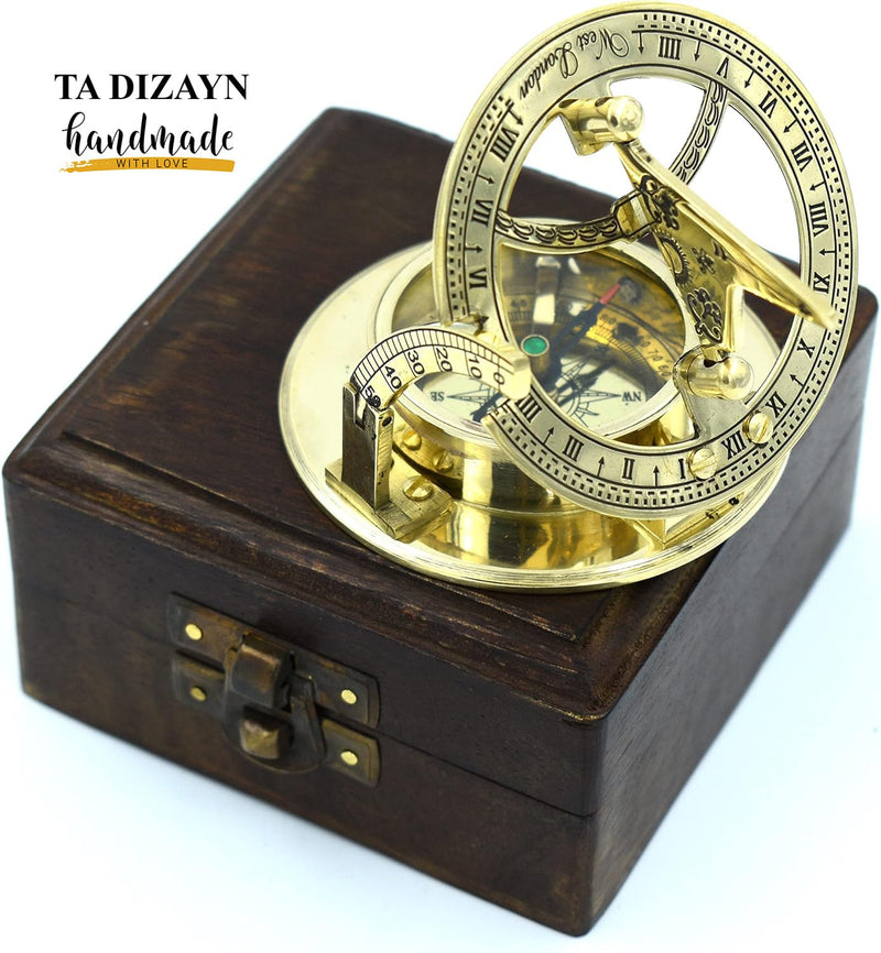Anniversary Sundial Compass Gift for Him or Her-Unique Gift Ideas for Husband or Wife, Men Wedding Anniversary 50th 40th 25th 20th Year Celebration, Naval Maritime Pocket Watch Clock, Sun Clock - BeesActive Australia