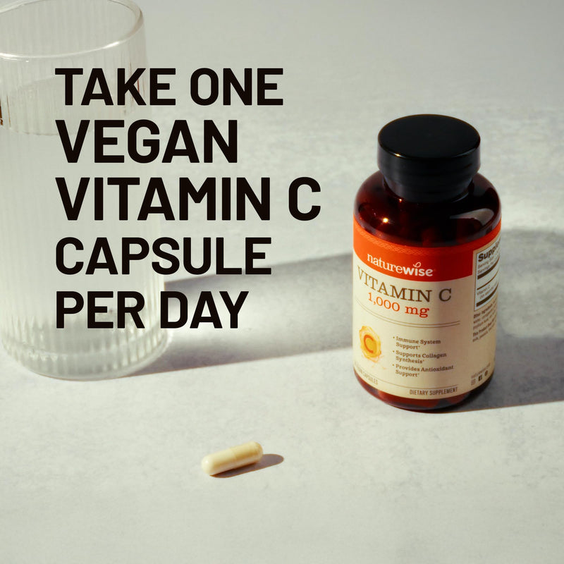 NatureWise Vitamin C 1000mg Capsules - Extra Strength Vegan Vitamin C for Daily Antioxidant & Immune Support - Non-GMO, USA Manufactured - 60 Capsules[60-Day Supply] Unflavored 60 Count (Pack of 1)