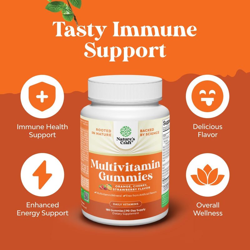 Potent Daily Multivitamin Gummies for Adults - Wellness Blend of Vitamin D A C E B12 Zinc and Biotin - Adult Vitamin Gummy for Energy and Immune Health - Non-GMO Gluten Free and Halal - 180 Count 180 Count (Pack of 1)