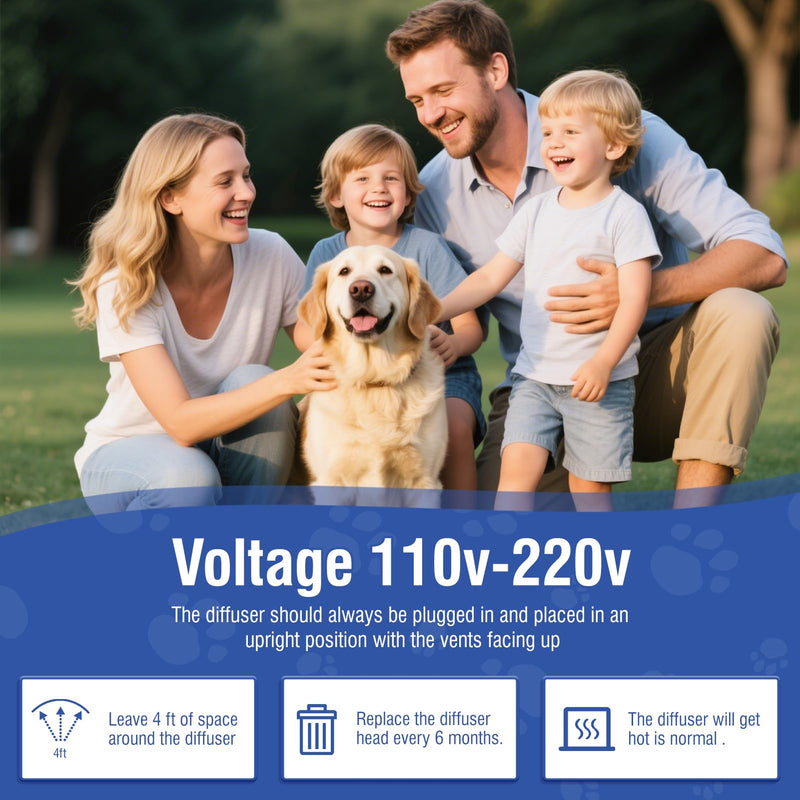 Dog Pheromone Calming Diffuser (Plug in+ 3 Pack 48ml Refill) Pet Pheromones Diffuser to Calm Kit for Anxiety Relief Reduce Barking Aggression Fighting Stress 90 Day Supply 4 in 1 Appeasing