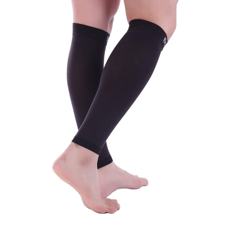 Doc Miller Compression Calf Sleeve for Men & Women – 20-30mmHg Graduated Support for Running, Shin Splints, Calf Strain – Knee High, Small to 6XL Plus Size Large REGULAR Black - BeesActive Australia