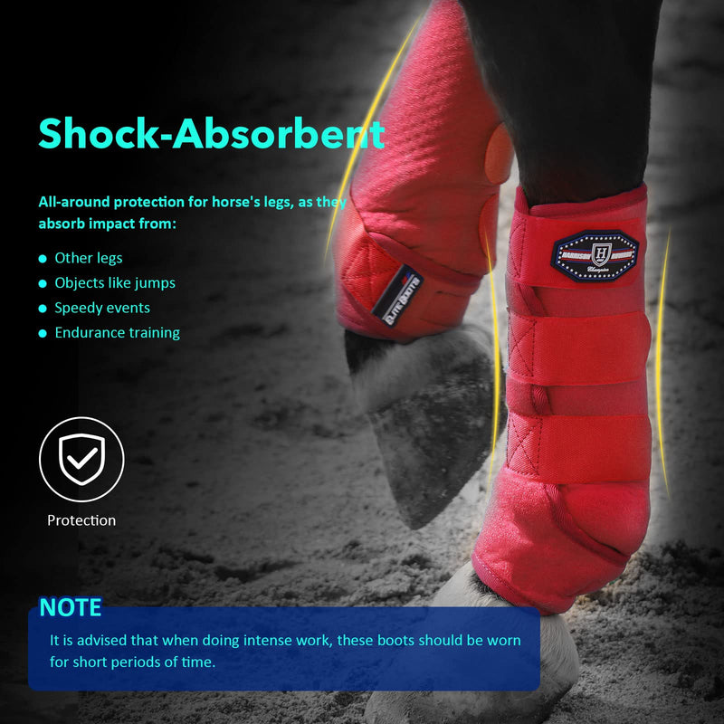 Harrison Howard Horse Sport Medicine Front Shock-Absorbing Boots All-Round Lower Limb Protection & Support Sport Boots Perfect for Endurance Training and Performance Pack of 2 Scarlet Red L - BeesActive Australia