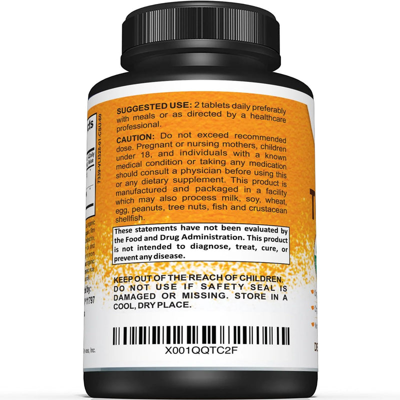 USDA Certified Organic Turmeric Supplement – Includes Organic Turmeric & Organic Black Pepper – 1,400mg of Turmeric per Serving - 60 Count (Pack of 1) 60 Count (Pack of 1) - BeesActive Australia