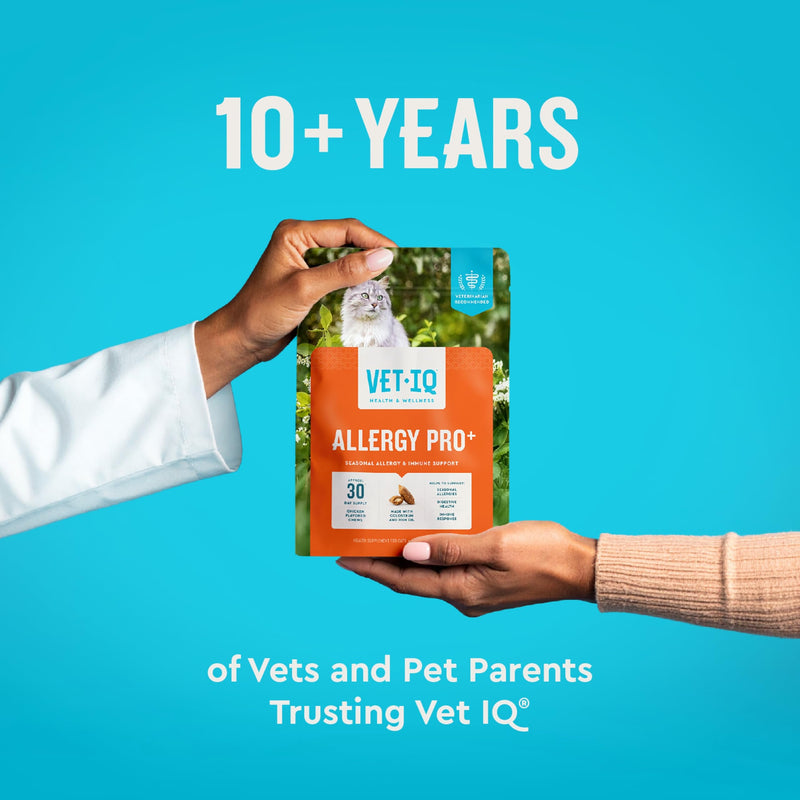 VetIQ Allergy Pro+ Relief, Cat Allergy Treats, Supplement & Vitamins with Probiotics, Fish Oil, Tart Cherry, Skin & Coat Support, Sneezing & Itching Relief, Seasonal Allergies, 3.7oz 3.7 Ounces