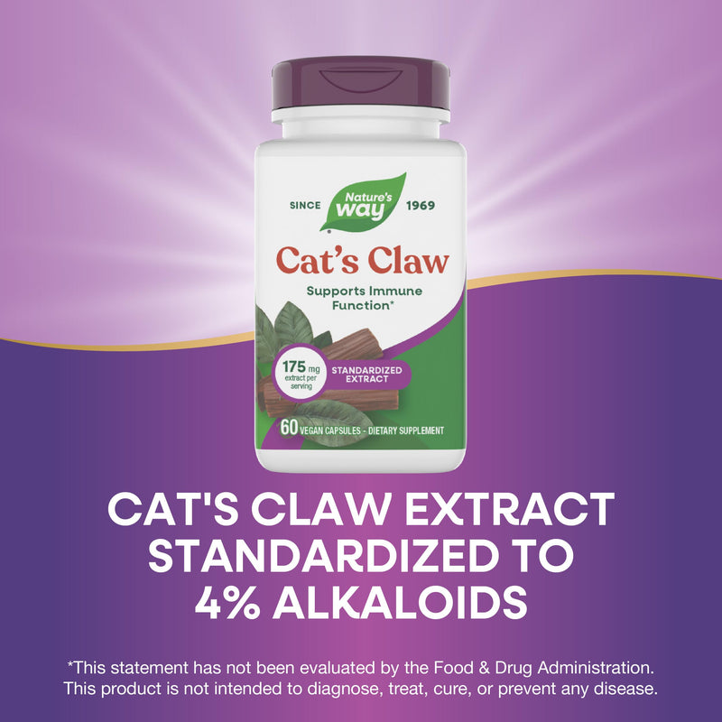 Nature's Way Standardized Cat's Claw Extract, 175 mg per serving, 60 Capsules
