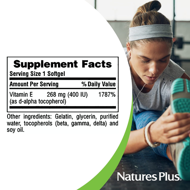 NaturesPlus Vitamin E 400 IU Mixed Tocopherol - 60 Softgels - Supports Immune Health & Antioxidant Protection - Gluten Free - 60 Servings