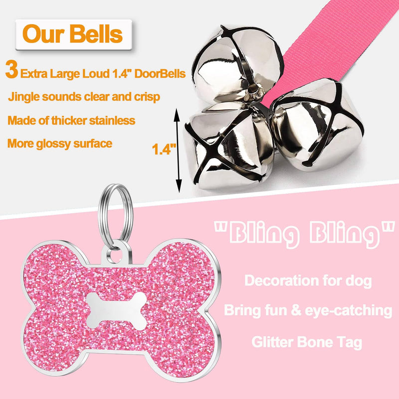 2 Pack Dog Door Bells, Dog Doorbell to go Outside Puppy Train Bell for Dogs to Ring to go Potty, Puppy Toilet Training Bell Jingle Bells for Door Knob Girl Dog Accessories (Pink) 2 PCS Pink new - BeesActive Australia
