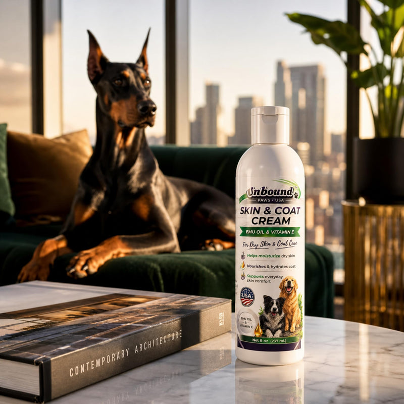 Dry Dog Skin & Coat Cream - Soothing Moisturizer for Dogs & Cats - Deep Hydration with Emu Oil & Vitamin E - 8 oz