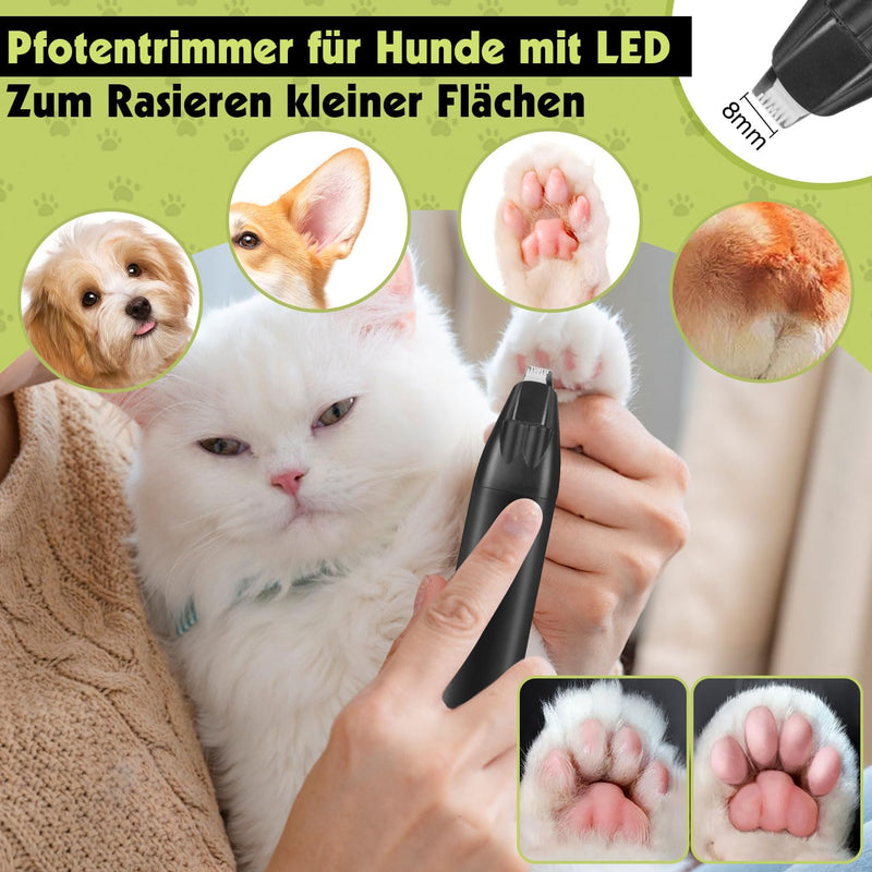 Dog paw trimmer set, paw trimmer for dogs with 3 LED lights, claw grinder for dogs with LED, 2 speeds, quieter, precise trimming, paw care set dog for cats and dogs - BeesActive Australia