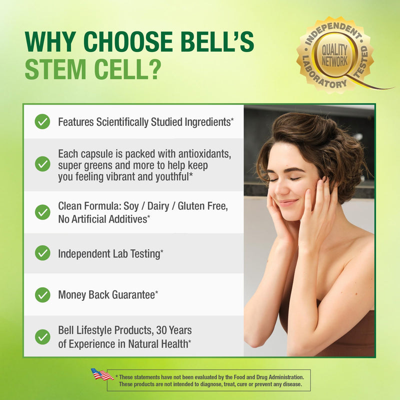 Bell Stem Cell Supplement, Cellular Renewal & Antioxidant, 2-Pack 120 Ct 60 Count (Pack of 2)