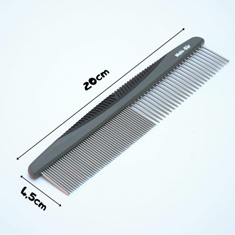 Moki Bear metal comb for dogs I Rounded pins I Can be used on both sides I Ideal for loosening knots and tangles I Aid for shearing - BeesActive Australia