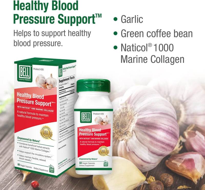 Bell Healthy Blood Pressure Support‚Ñ¢ Unique Blend - Natural Blend of Green Coffee Bean Extract, Garlic & Celery Seed Extract Blood Pressure Supplements - 2 Pack of 60 Capsules Each, Vegan, Non-GMO - BeesActive Australia