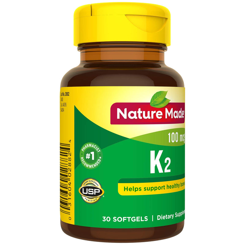 Nature Made Vitamin K2 100 mcg, Healthy Bone Supplements, 30 Softgels, 30 Day Supply 30 Count (Pack of 1) - BeesActive Australia