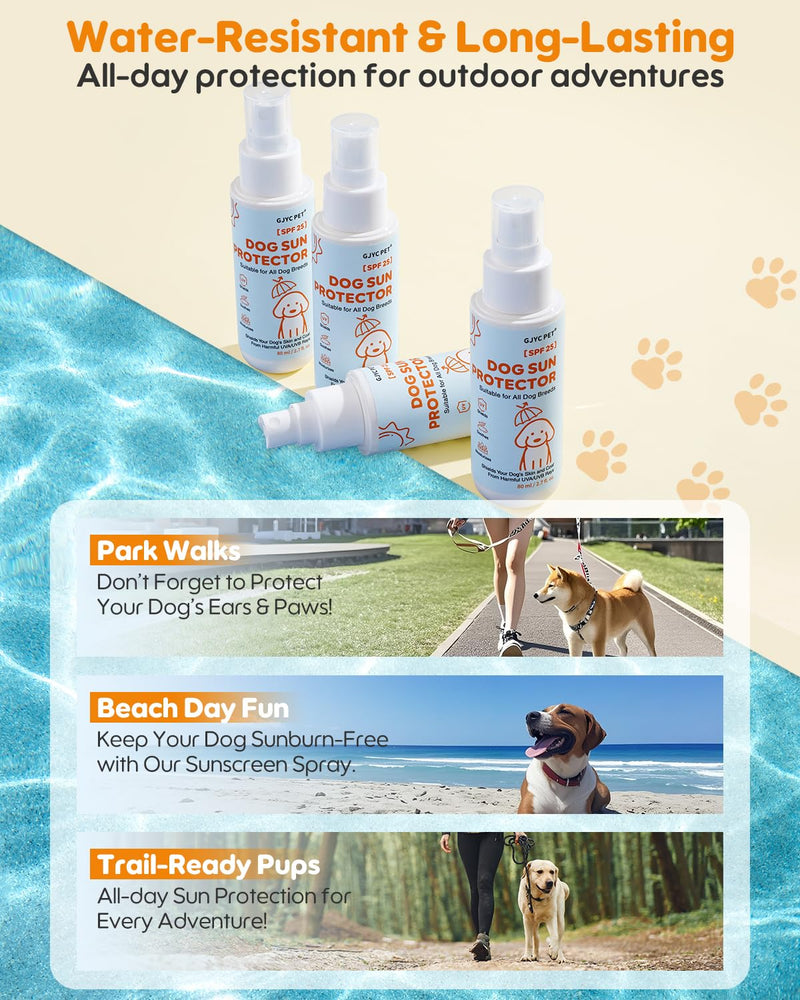 Dog Sun Protector - 3-in-1 Sunscreen Spray丨Shields, Soothes & Moisturizes - Quick Dry, Water-Resistant, Transparent丨Outdoor Essential for Dogs