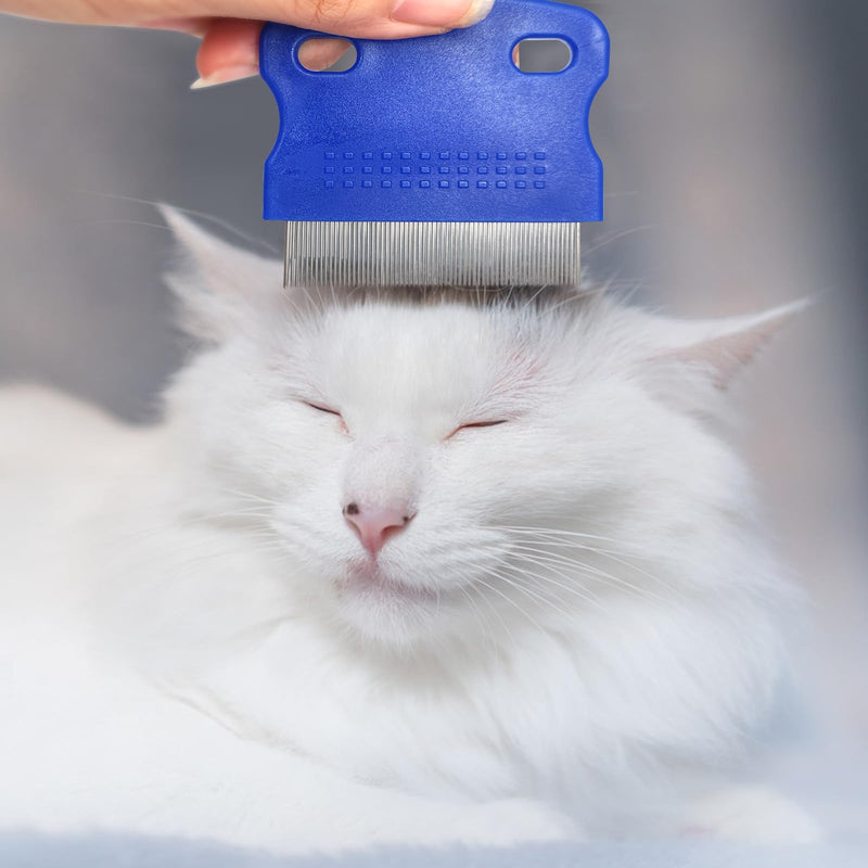 4 Different Kinds of Flea Combs, Stainless Steel Round Teeth Dog Cat Lice Combs, Durable Fine Tooth Pet Tear Stain Remover Tool (Blue) - BeesActive Australia
