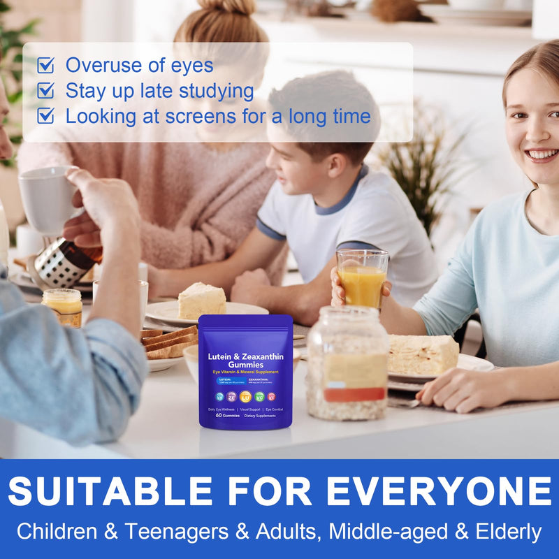 Lutein Gummies with Zeaxanthin, Eye Health Supplement with 40mg Lutein & 8mg Zeaxanthin, Enriched with Vitamins A C E, Daily Vision Support Chewable Gummies, Berry Flavor, 60 Count