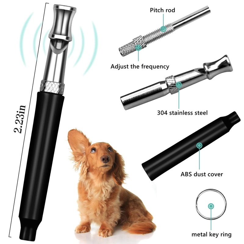 HRYYDS 2 Pack Dog Whistle, Dog Whistle to Stop Barking Neighbors Dog, Adjustable Ultrasonic Silent Dog Whistle, Professional Recall Dog Training Whistles, with Lanyard (Black and White) Black and White - BeesActive Australia