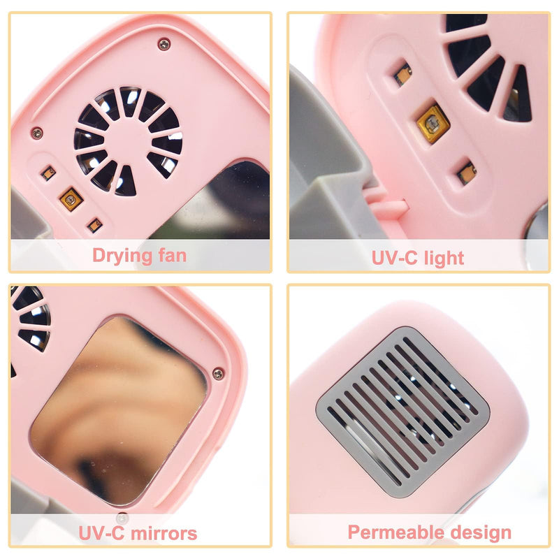 Mini Travel Toothbrush Cover with Air Drying Device, Toothbrush Travel Case with Cleaning Light, Rechargeable Portable Toothbrush Container Toothbrush Holder -Pink - BeesActive Australia