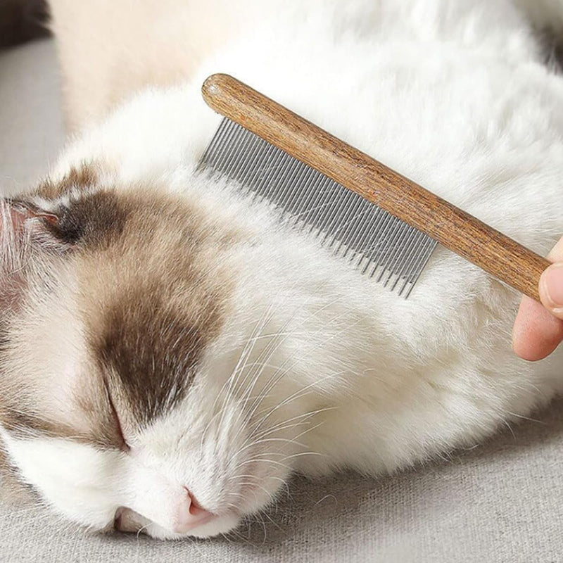 Zynewa Pack of 2 Pet Wooden Comb, Cat Comb, Wooden Dog Comb, Stainless Steel Needle Teeth, Pet Grooming Brush for Short/Long Hair, Pet Flea Comb - BeesActive Australia
