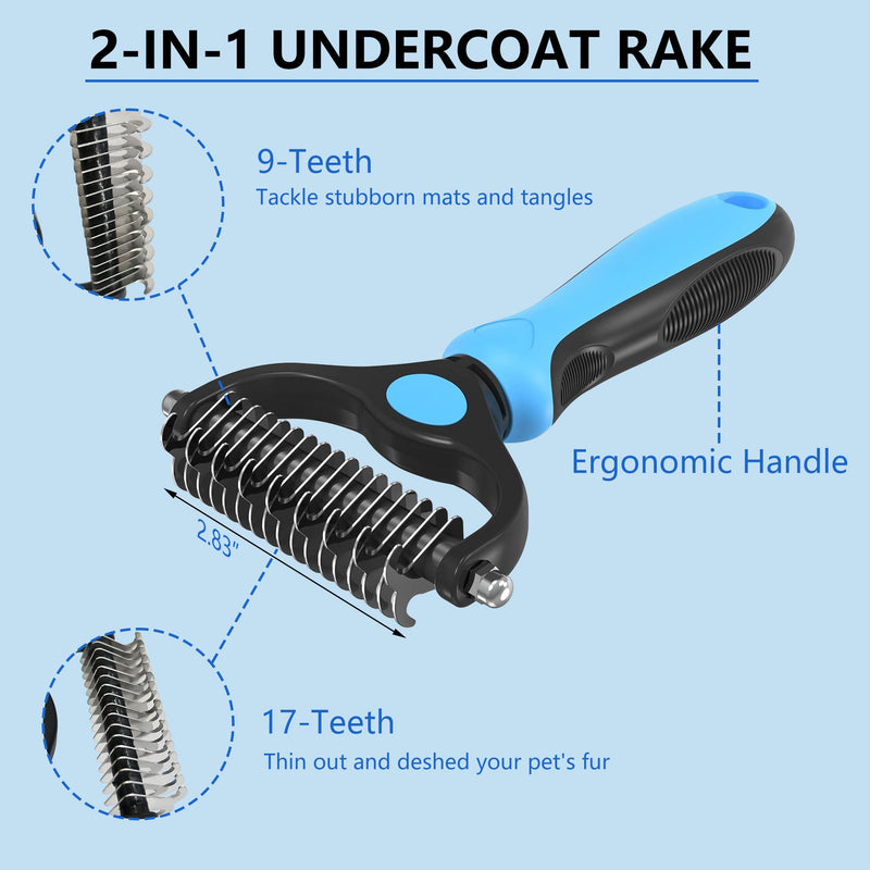Extra Long Pin Slicker Brush for Dogs, Large Size, Remove Loose Fur and Tangles; Dog Undercoat Rake for Shedding, 5-in-1 Dog Grooming Brush for Long&Short Haired Dogs&Cats - BeesActive Australia