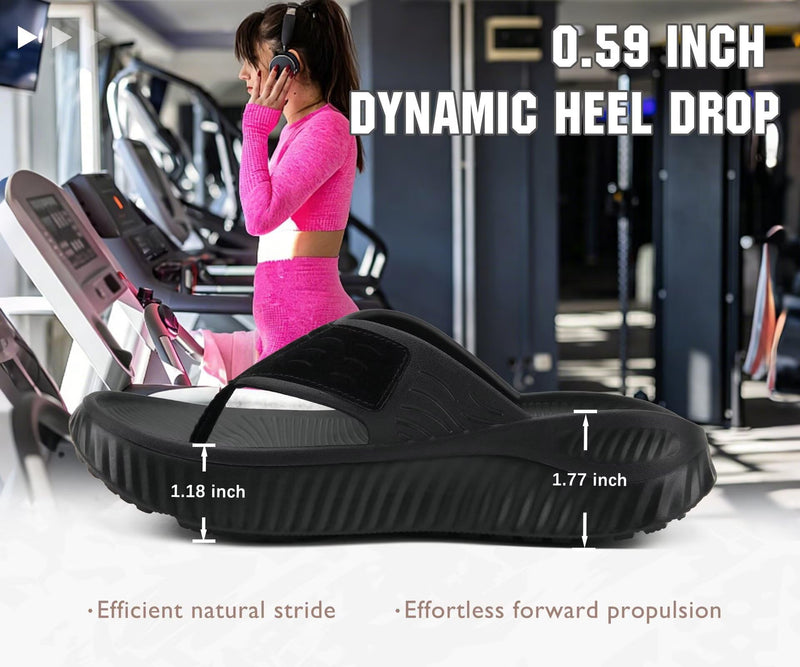 KuaiLu Flip Flops for Women with Arch Support Summer Beach Thong Sandals 9 Black（go One Size Up）