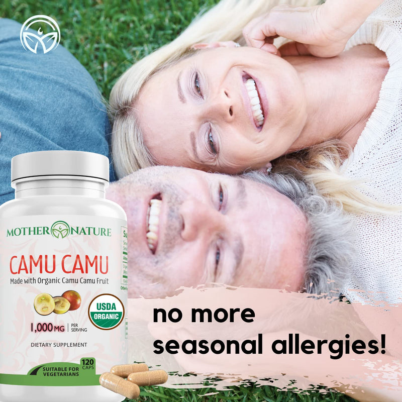 MNO Natural Vitamin C Capsules from Organic Camu Camu Fruit | Whole Food Vitamin C, 120 Vegan Capsules, Non-GMO, Immune Support, No Synthetic Ascorbic Acid Capsule