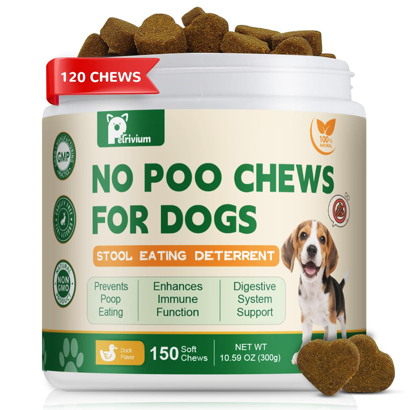 No Poo Chews - Coprophagia Deterrent for Dogs, No Poop Eating Deterrent for Dogs, Stopping Dog from Eating Poop Supplement with Probiotics & Digestive Enzymes, Duck Flavor