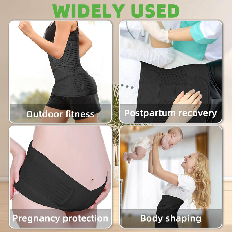 XXX-Large 2 in 1 Postpartum Belly Band Wrap Black, C-Section Support Belt, Post Partum Support Recovery Waist/Pelvis Belt, Hysterectomy Binder Girdle Stomach XXX-Large - BeesActive Australia