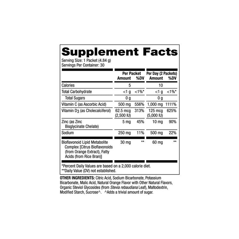 Dr. Mercola Vitamin C-PAK, Orange Flavor, 30 Packets (30 Servings) | Daily Immune Support, Contains Vitamin C, Vitamin D3, and Zinc, Fast-Acting Antioxidant Powder, Fizzy Drink Mix