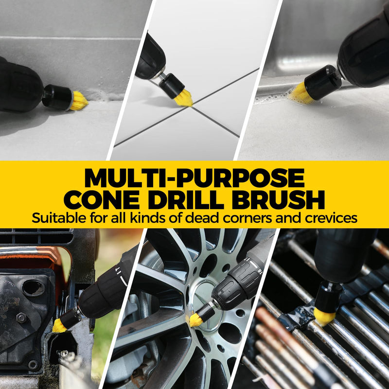 Holikme 8 Piece Drill Brush Attachments Set, Power Scrubber with Extend Long Attachment，Cleaning Supplies for Bathtub, Shower, Grout, Tile(Yellow) Yellow - BeesActive Australia