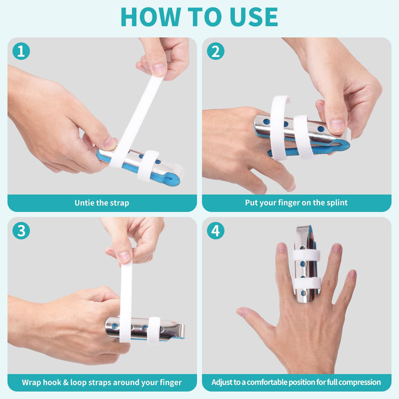 Finger Splint, 2PCS Finger Support Brace Finger Stabilizer for Broken Fingers Straightening Arthritis Knuckle Immobilization, M Medium
