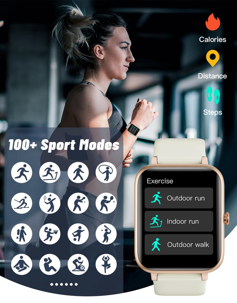 GRV Smart Watches for Women Men (Answer/Make Calls), 1.8" Smartwatch for iOS/Android Phones Fitness Tracker with 100+ Sports Modes Heart Rate/Sleep Monitor Pedometer IP68 Waterproof (Milky White) Milky White - BeesActive Australia