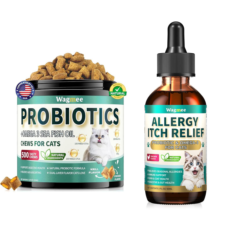 Natural Allergy Relief for Cats, Cat Itchy Skin Allergy Relief Cat Probiotics Tasty Chews